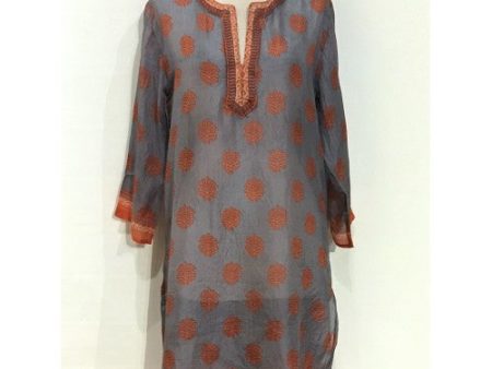 Women s Long Silk Tunic Dress in Orange Online Hot Sale