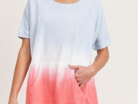 Mono B Popsicle Dip-Dye Raglan Cotton Terry Top Hot on Sale