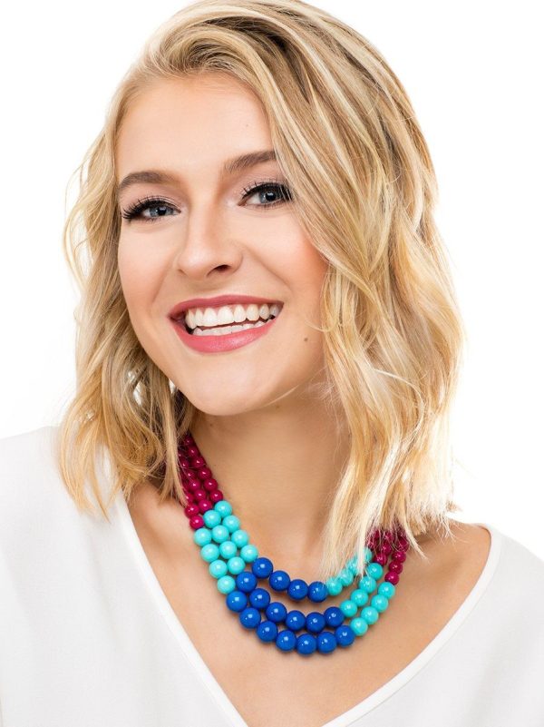 Color Splash Beaded Layered Necklace Beige Online Sale