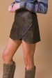 Flying Tomato A Washed Faux Leather Skort in Brown Online