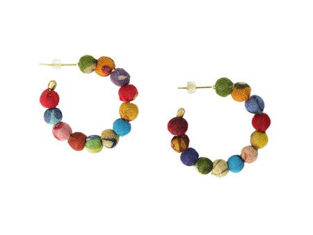 Worldfinds Kantha Mini Hoop Earrings Supply