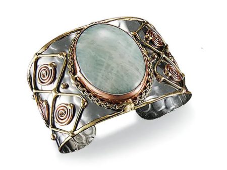 Anju Mixed Metal and Amazonite Stone Cuff Bracelet Online now