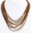 Multi Strand Leather Necklace with Metal Beads Sale