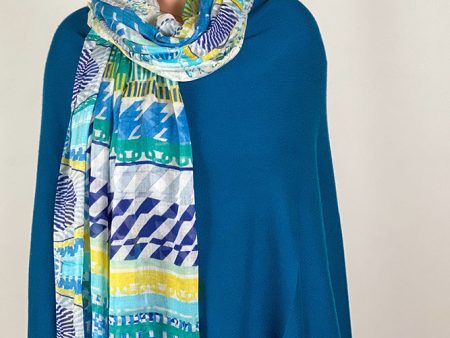 Dolma Cashmere Poncho in Teal Supply