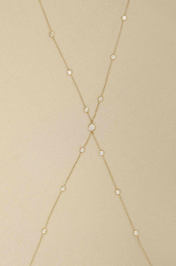 Ettika Simple Crystal X Body Chain in Gold For Cheap