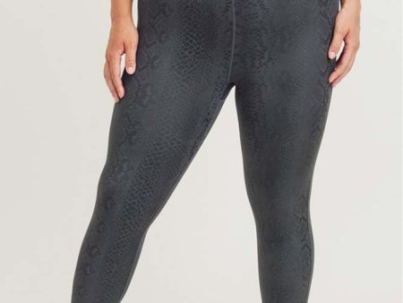 Mono B CURVY Black Mamba Snake Foil Print Highwaist Leggings Hot on Sale