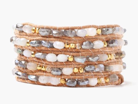 Chan Luu Mystic Labradorite Mix Wrap Bracelet On Natural Leather For Discount