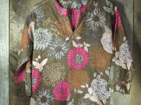 Tunic in Brown with Pink Flowers For Discount