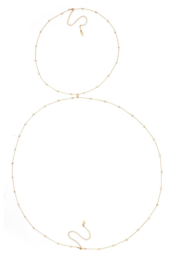 Ettika Simple Crystal X Body Chain in Gold For Cheap