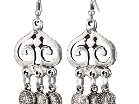 Silver Coin Drop Earrings Online now