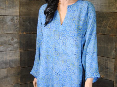 Batik Tunics Floret in Blue Online Sale