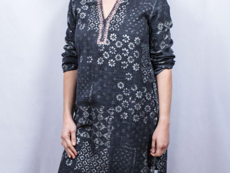 Dolma Cotton Long Tunic Dress Navy Supply