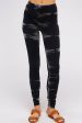 Black Maho Discharged Tie Dye Legging with Banded Waist For Cheap