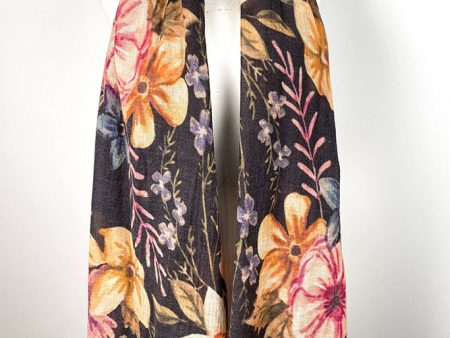 Dolma Black Floral Wool Scarf Fashion