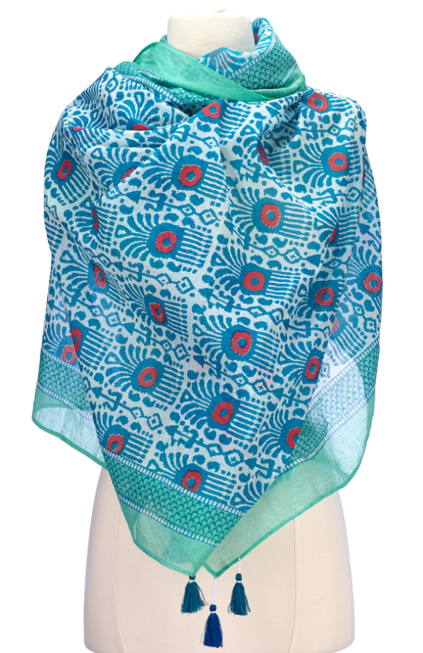 Block Print Cotton Scarves on Sale