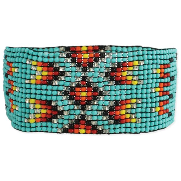 Southwest Print Beaded Stretch Bracelet For Sale