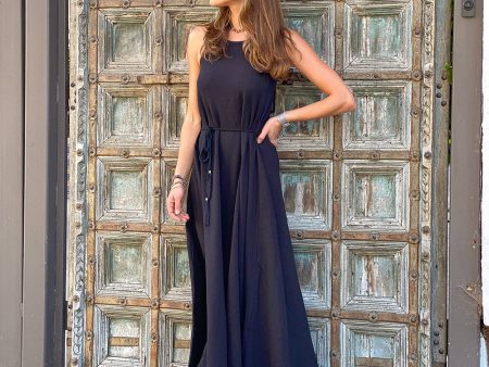 Callie Boho Cotton Maxi Dress Black Online Sale