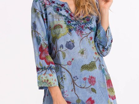 Vintage Floral Tunic with Embroidery Navy Supply