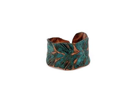 Anju Copper Patina Ring in Teal Wrapped Leaf on Sale