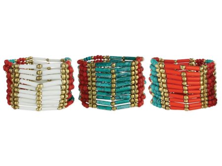 Wide Bar and Round Beaded Stretch Bracelet Online Sale