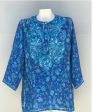 Women s Embroidered Silk Tunic Top in Turquoise Blue Hot on Sale