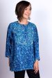 Women s Embroidered Silk Tunic Top in Turquoise Blue Hot on Sale