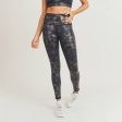 Mono B Black Gold Snake Foil Print Highwaist Leggings Hot on Sale