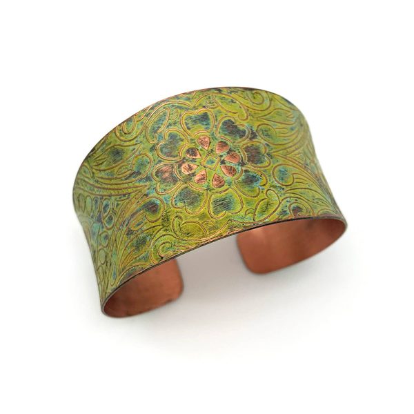 Anju Copper Patina Bracelet in Light Green Flora Online now