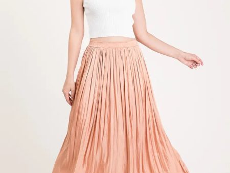 Satin High Waist Midi Skirt in Persimmon For Discount