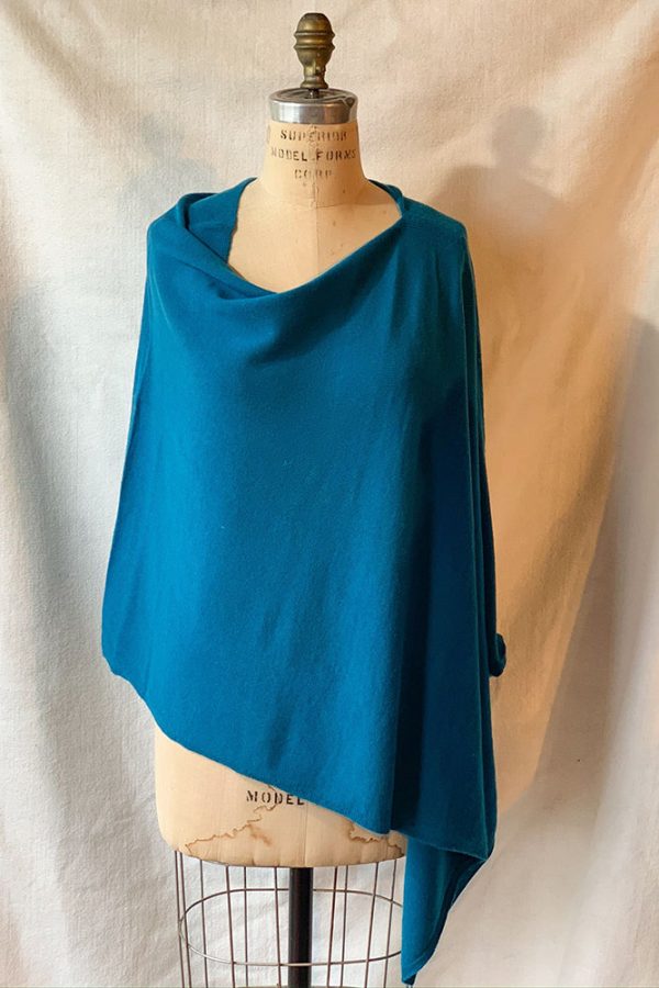 Dolma Cashmere Poncho in Teal Supply