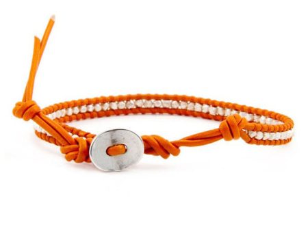 One Row Orange Wrap Leather Bracelet Supply