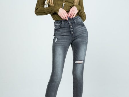 Mid Rise Skinny Button Fly Jeans Online Sale