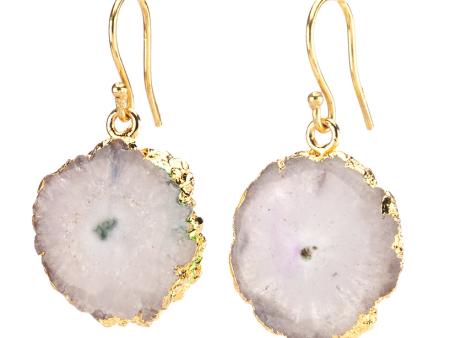 Agate Dangling Earrings - White For Sale