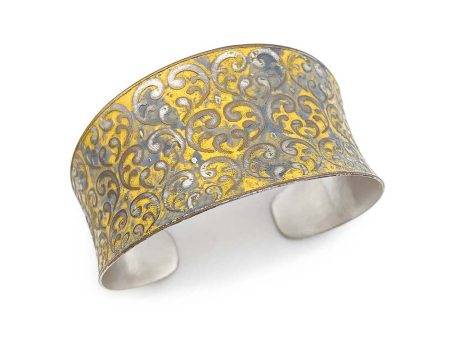 Anju Silver Patina Bracelet in Yellow Ornate Print Online