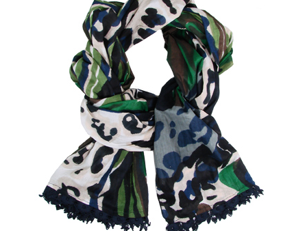 Scarf with Crochet Trim - Navy Online Sale