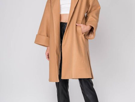 Oversized Coat with Pockets in Camel For Sale