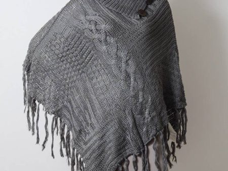 Bohemian Cable Knit Poncho With Tassels Online Hot Sale