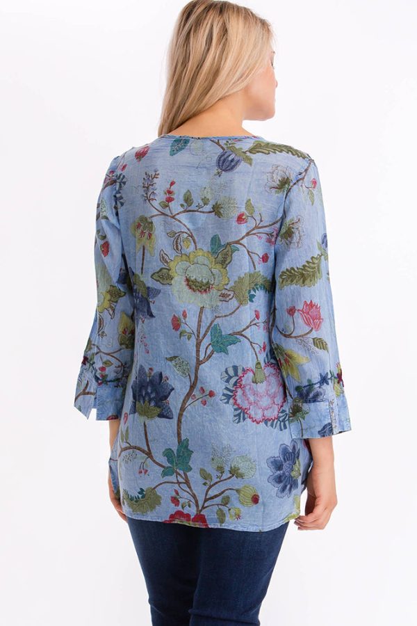 Vintage Floral Tunic with Embroidery Navy Supply