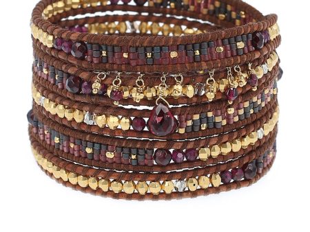 Chan Luu Garnet Delicate Charm Wrap Bracelet (Pre-Order) on Sale