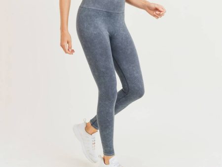 Slanted Ribbing Seamless Mineral-Washed Highwaist Leggings Supply