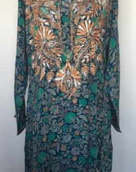 Silk Long Tunic in Forest Green Cheap