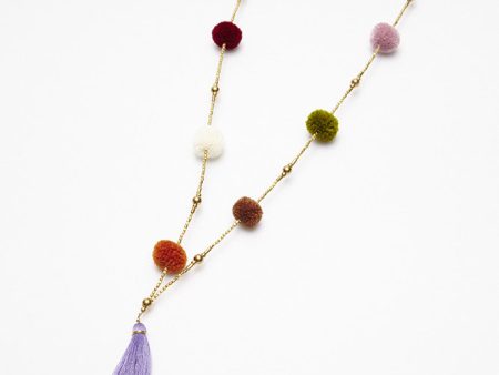 Pom Pom Long Necklace with Tassel For Discount