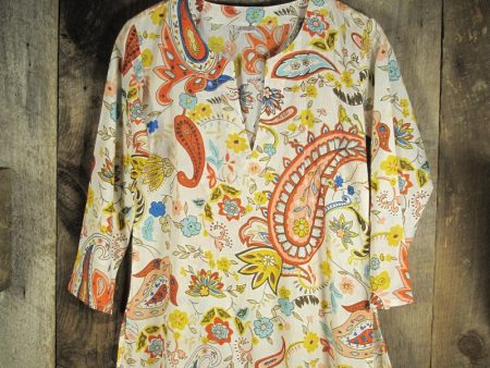 Cotton Tunic Top in Bright Paisley Sale