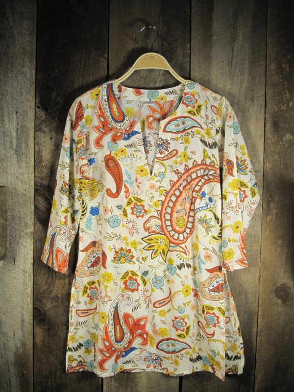 Cotton Tunic Top in Bright Paisley Sale