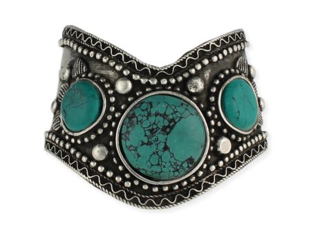 Antique Silver & Turquoise Cuff For Discount