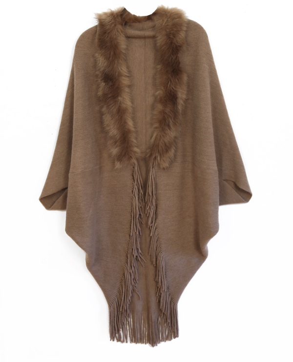 Fur Knit Fringe Ruana Fashion