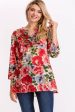 Vintage Floral Tunic with Embroidery Red Online now