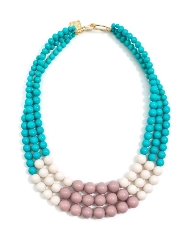 Color Splash Beaded Layered Necklace Beige Online Sale