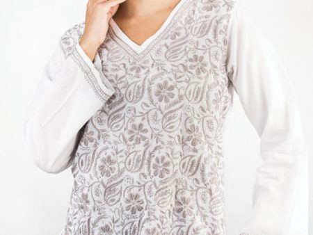 Rishika Embroidered White Tunic For Sale