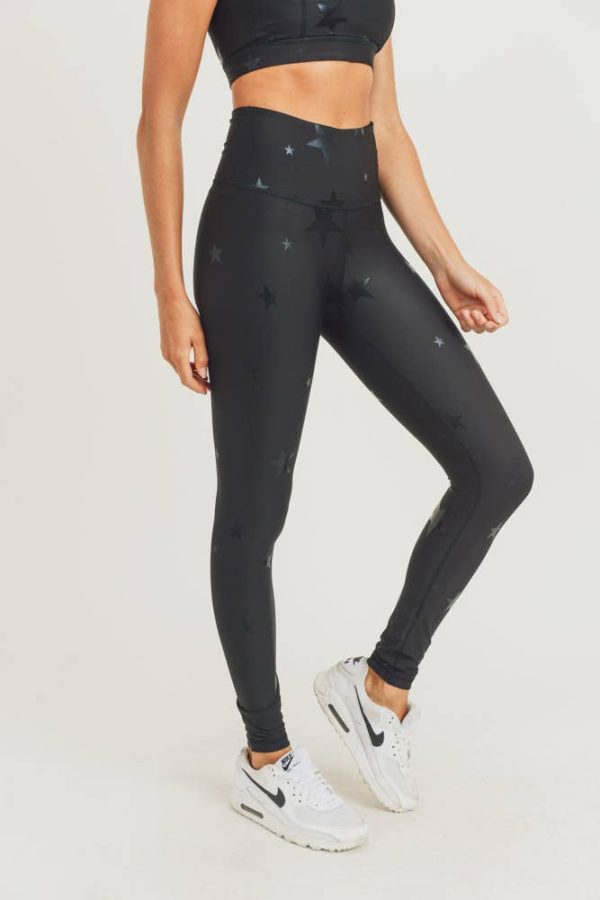 Mono B Black Star Foil Highwaist Leggings Cheap